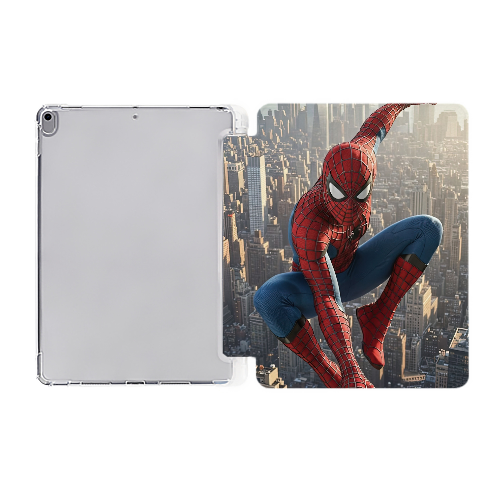 （画像用） Spider Man スパイダーマン IPad ケース ペン収納付き 三つ折りスタンド PUレザー×シリコン 対応機種9.5/10.5/10.9インチ